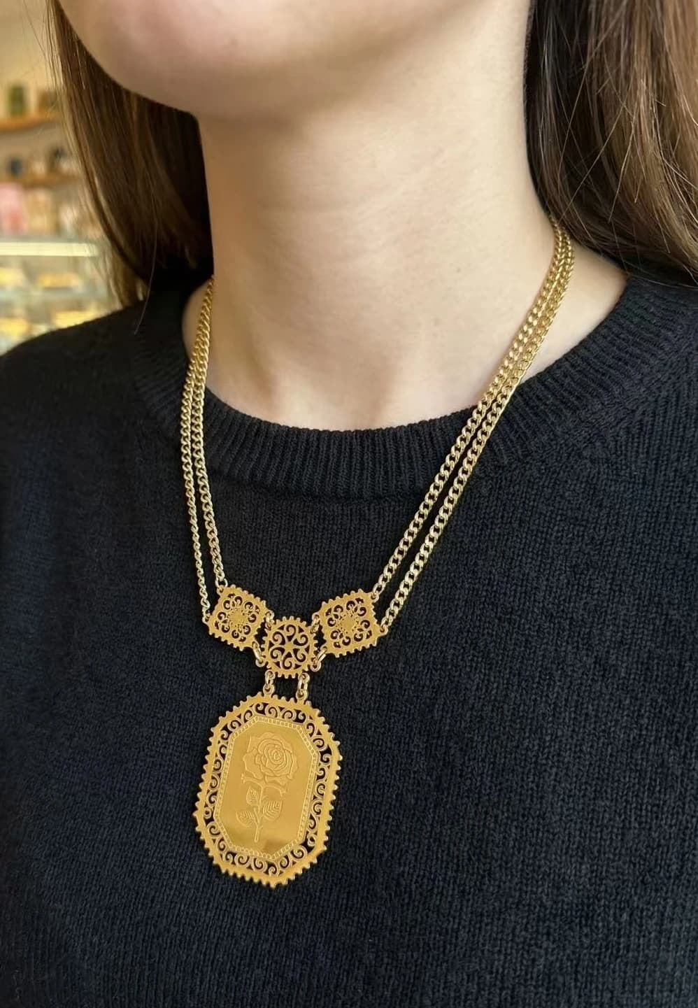 Collier octogone fleur