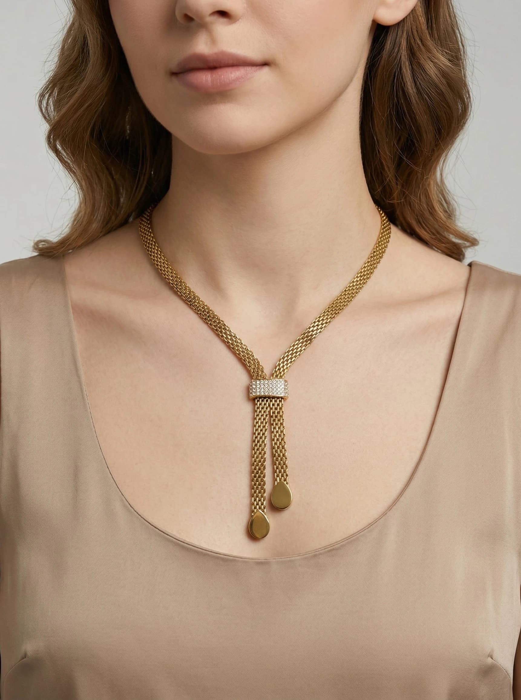 Collier Y avec strass